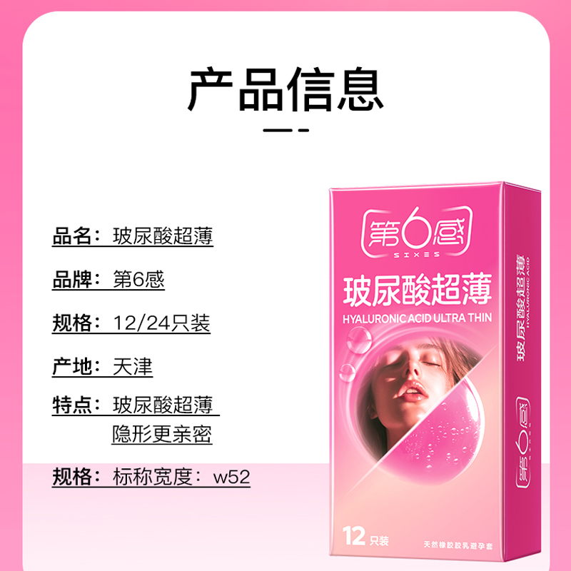 12S 6th Sense Hyaluronic Acid Ultra-Thin Condoms – Smooth & Safe