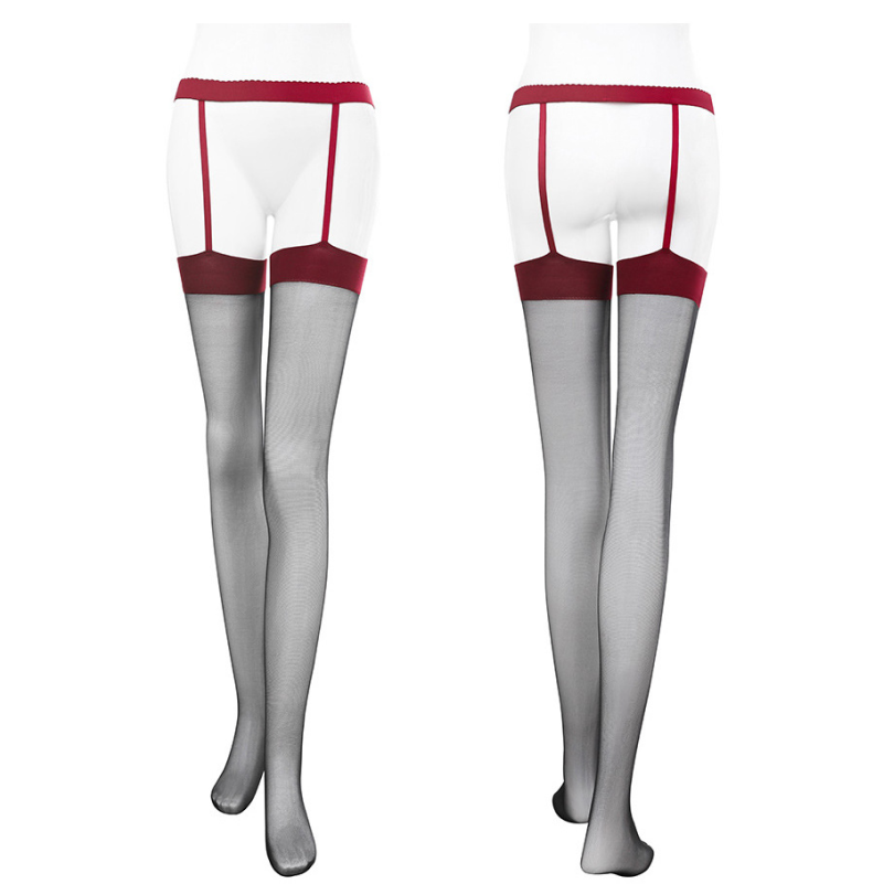 情趣丝袜-吊带9908红色 丝袜吊带一体设计 撞色风格