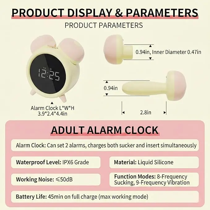 Alarm Clock Suction Vibrator with App Control Remote Access and Quiet Stimulation for Women