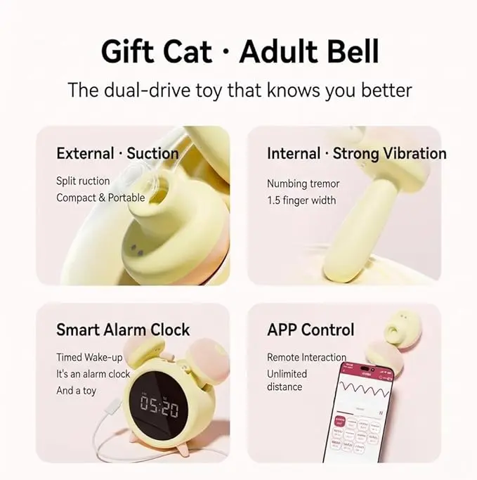 Alarm Clock Suction Vibrator with App Control Remote Access and Quiet Stimulation for Women