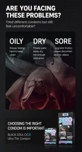Black Soul 003 Ultra-Thin Hyaluronic Acid Lubricated Condoms Long-Lasting 3-Pack