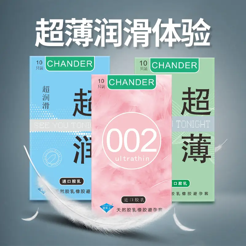 Chondler 002 Ultra Lubricated Thin Condoms Natural Latex Smooth Surface Protective Condoms 10-Pack