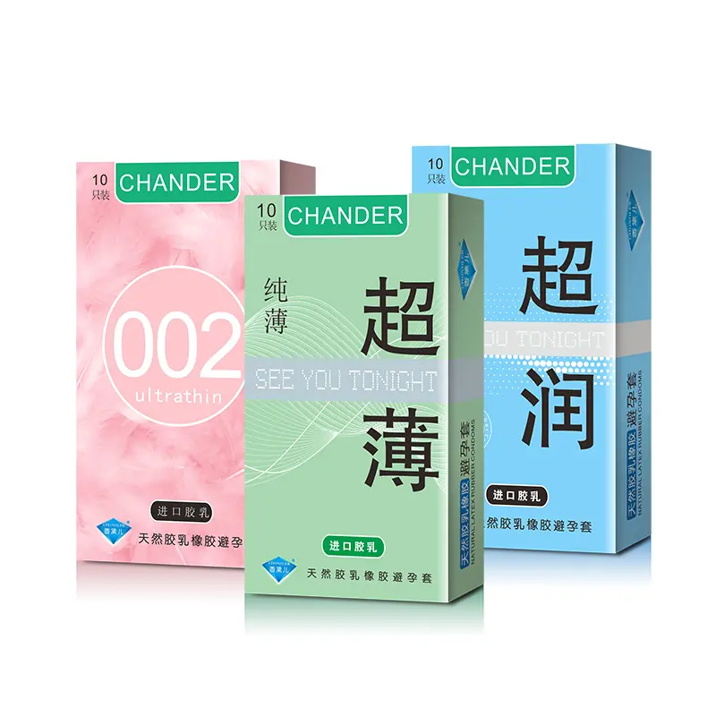 Chondler 002 Ultra Lubricated Thin Condoms Natural Latex Smooth Surface Protective Condoms 10-Pack