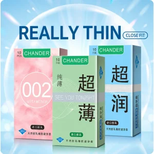 Chondler 002 Ultra Lubricated Thin Condoms Natural Latex Smooth Surface Protective Condoms 10-Pack
