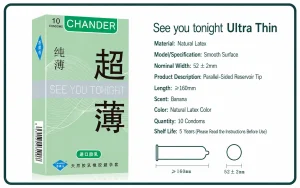 Chondler 002 Ultra Lubricated Thin Condoms Natural Latex Smooth Surface Protective Condoms 10-Pack