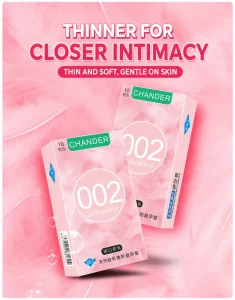 Chondler 002 Ultra Lubricated Thin Condoms Natural Latex Smooth Surface Protective Condoms 10-Pack
