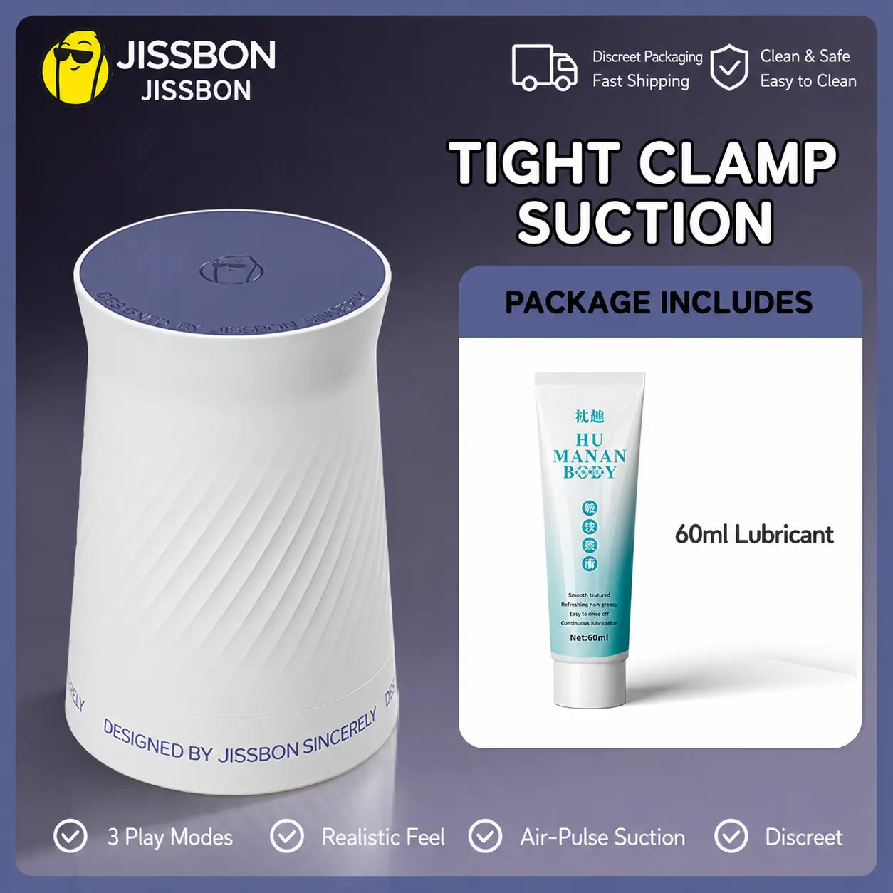 Jissbon Air Pulse Masturbation Egg with Stimulating Teasing and Tight Fit Options