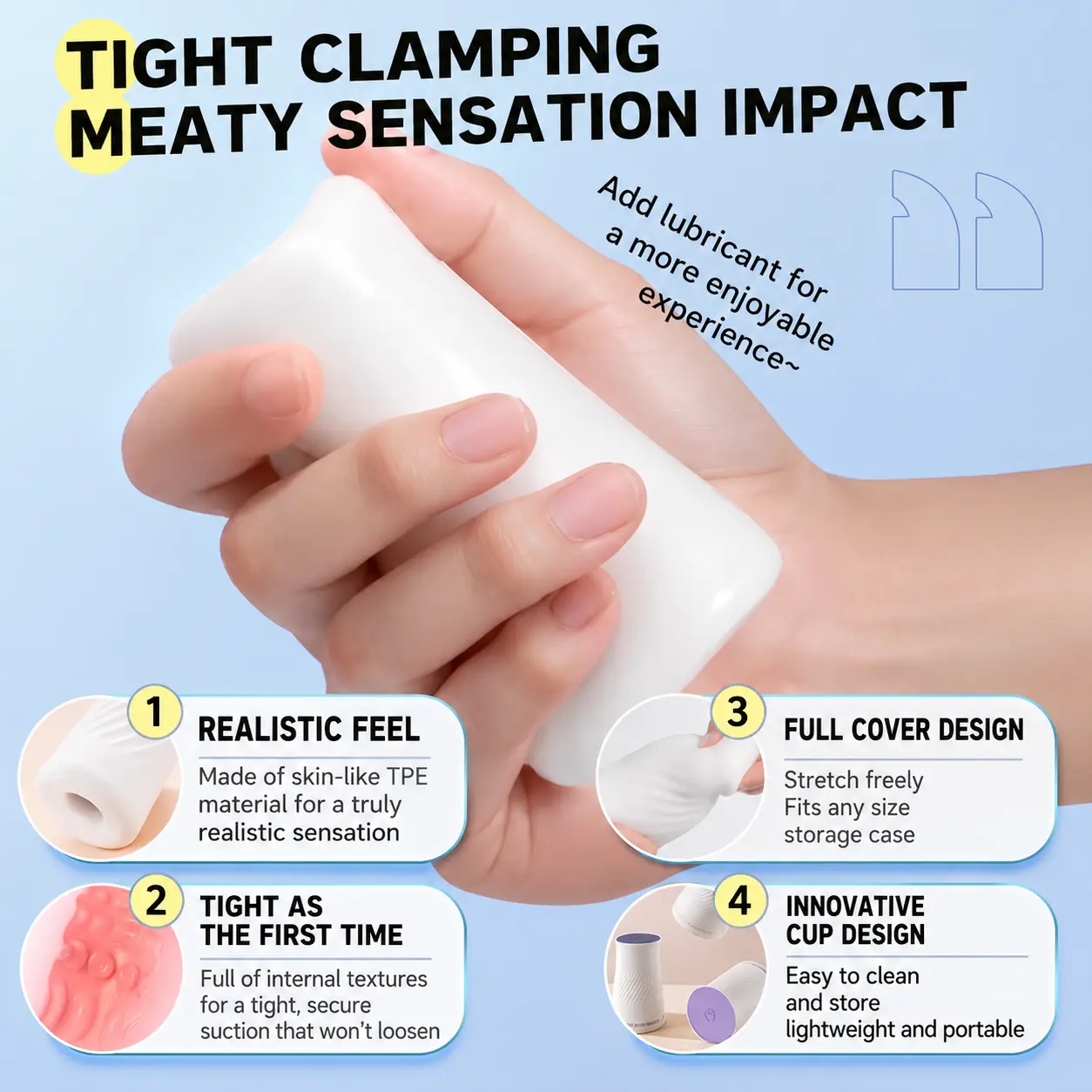 Jissbon Air Pulse Masturbation Egg with Stimulating Teasing and Tight Fit Options