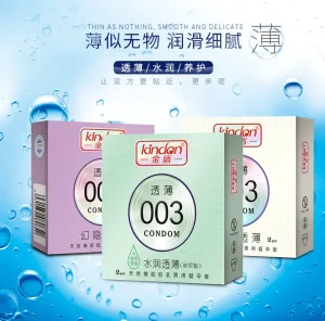 Kindon Ultra-Thin 003 Invisible Feel Silky Lubricated Natural Latex Male Condoms 2pcs