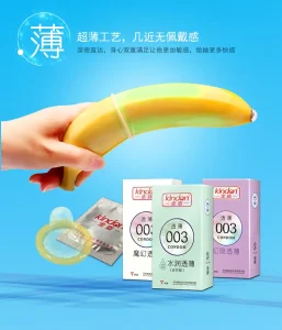 Kindon Ultra-Thin 003 Invisible Feel Silky Lubricated Natural Latex Male Condoms 7pcs