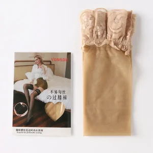 Over The Knee Socks Silicone Non-Slip Lace Stockings Thigh Socks 15D Ultra-Thin Stockings