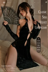 Sexy Cheongsam Lingerie Cosplay Pajamas Chinese Vintage Embroidered Dress