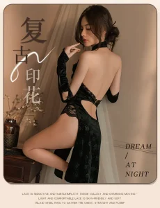 Sexy Cheongsam Lingerie Cosplay Pajamas Chinese Vintage Embroidered Dress
