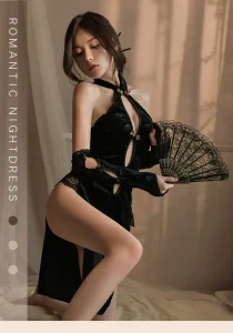 Sexy Cheongsam Lingerie Cosplay Pajamas Chinese Vintage Embroidered Dress