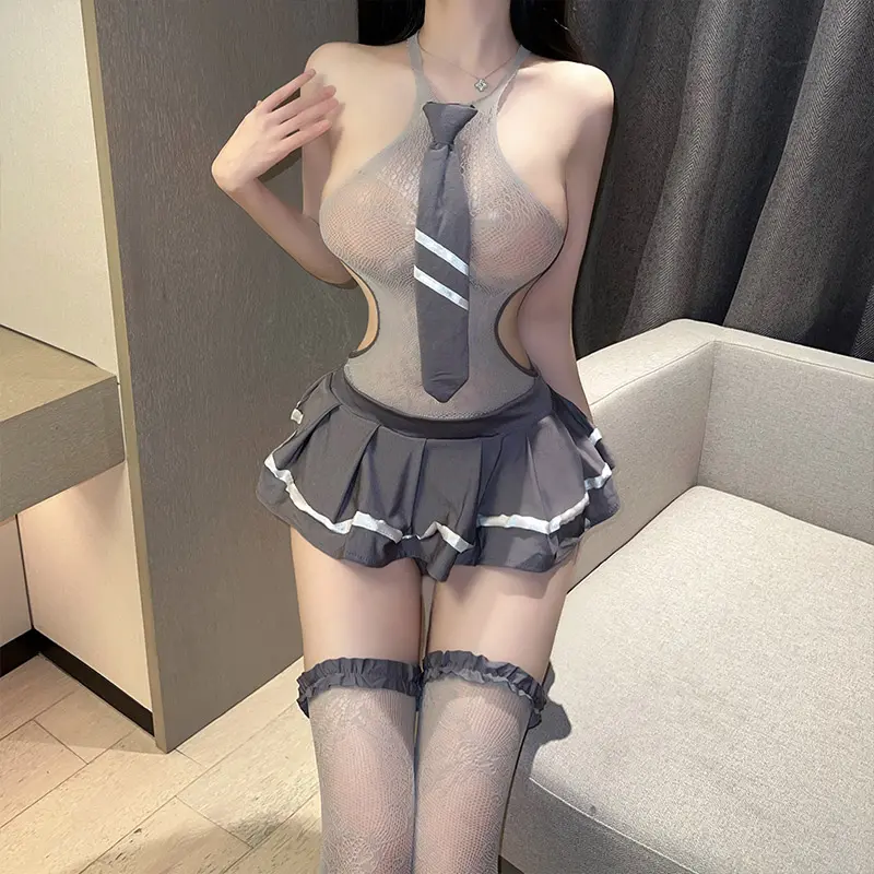 Sexy JK School Uniform Cosplay Lingerie Set Pleated Mini Skirt Sailor Costume
