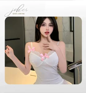 Sexy Lace Mesh Babydoll Nightdress Sweet Cute Puffy Lingerie for Women