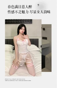 Sexy Lace Mesh Babydoll Nightdress Sweet Cute Puffy Lingerie for Women