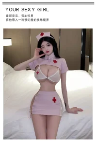 Sexy Nurse Costume for Women Nurse Cosplay Lingerie Babydoll Outfit Role Play Underwear Dress with Hat