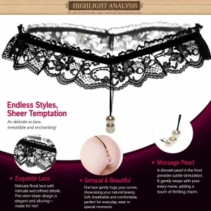 Sexy Pearl Open Crotch Thong Panties for Women Lace G-String Erotic Lingerie