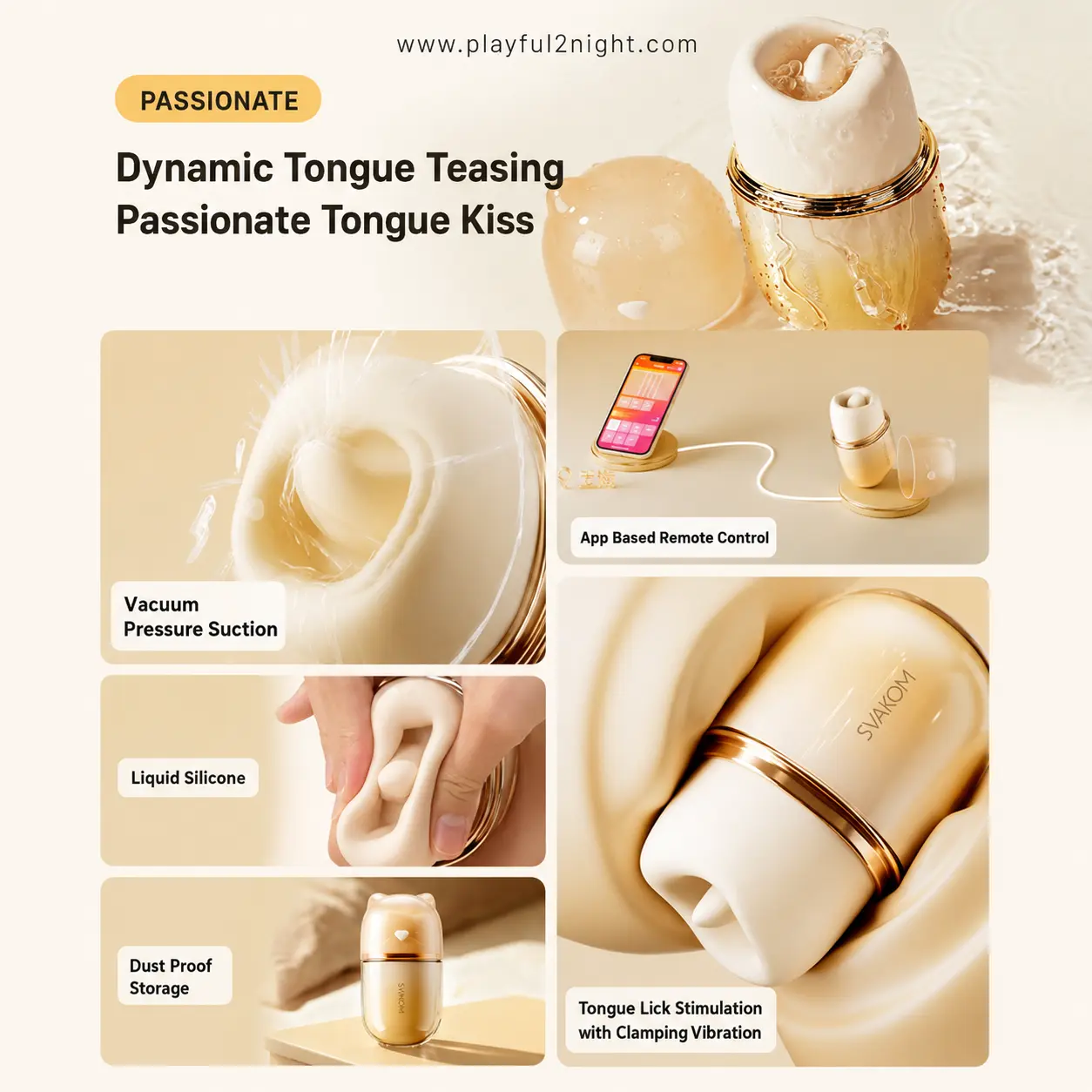 Svakom Tongue-Licking Suction Vibrator App Controlled Dual Stimulation Remote Massager for Women