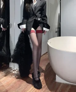 Women Long Socks Transparent Black Ladies Thigh High Sock Over Knee High Sock
