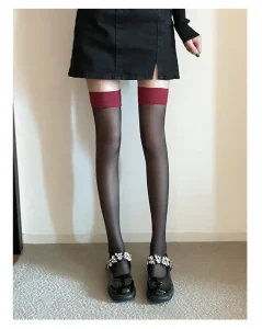 Women Long Socks Transparent Black Ladies Thigh High Sock Over Knee High Sock