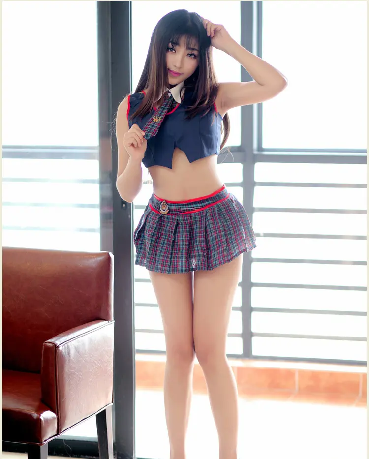Women Schoolgirl Lingerie Roleplay Lingerie Set Sexy Schoolgirl Plaid Pleated Skirt