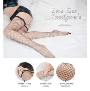 Black Stocking Women‘s Sexy Lace Hot Fishnet Thigh Mesh Thigh High Pantyhose
