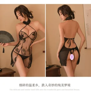Sexy Lingerie Lace Three-Point Lingerie Pearl Backless Hollow Out Lingerie Set Sexy Bra and Panty Set