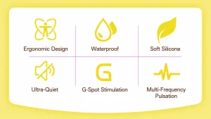 Banana Shape Pulse Mini Vibrator USB Rechargeable 8 Modes Food Grade Silicone IPX7 Waterproof Low Noise