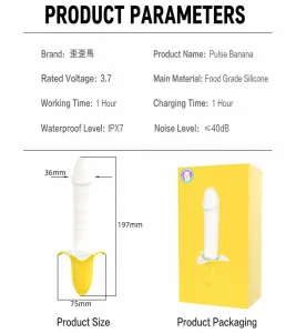 Banana Shape Pulse Mini Vibrator USB Rechargeable 8 Modes Food Grade Silicone IPX7 Waterproof Low Noise