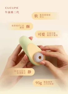 CUCUPIE Avocado Shape Mini Massager USB Rechargeable 8 Intensity Levels Soft Silicone IPX6 Waterproof Green