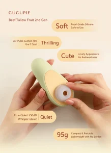 CUCUPIE Avocado Shape Mini Massager USB Rechargeable 8 Intensity Levels Soft Silicone IPX6 Waterproof Green