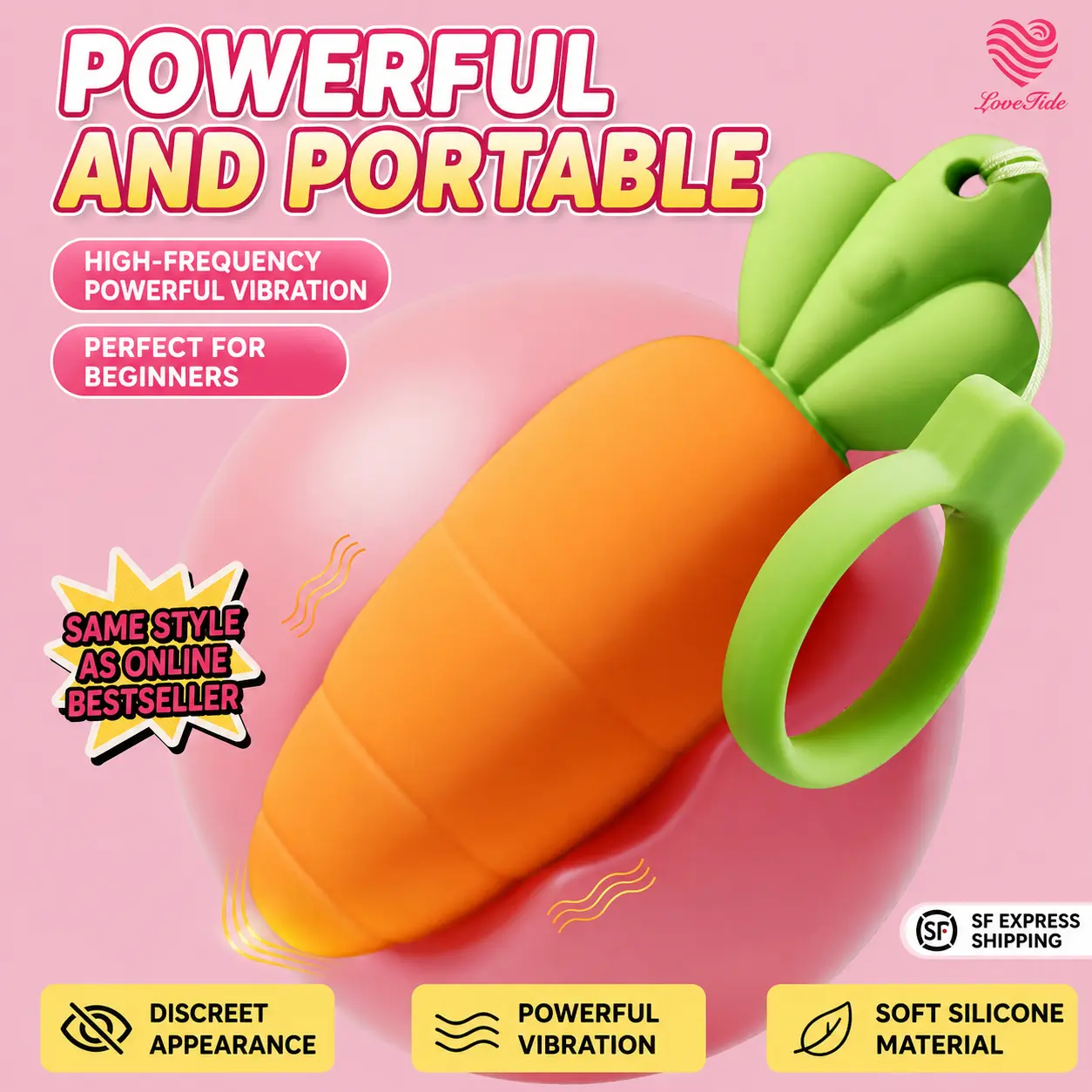 Cute Carrot Vibrating Powerful Mini Bullet 9 Modes for Women Clitoris Stimulator Adult Sex Toy Vibrator