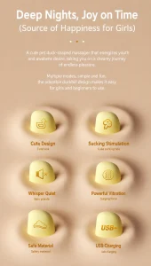Cute Duck Mini Massager APP Control USB Rechargeable 10 Frequencies 5 Modes Soft Silicone IPX6 Waterproof