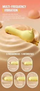 Cute Duck Mini Massager APP Control USB Rechargeable 10 Frequencies 5 Modes Soft Silicone IPX6 Waterproof