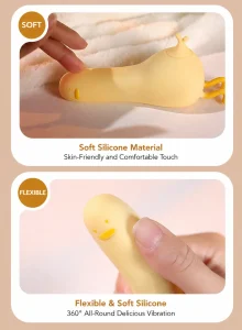 Cute Duck Mini Massager APP Control USB Rechargeable 10 Frequencies 5 Modes Soft Silicone IPX6 Waterproof