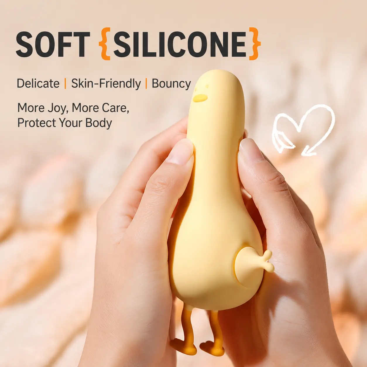 Cute Duck Mini Massager APP Control USB Rechargeable 10 Frequencies 5 Modes Soft Silicone IPX6 Waterproof
