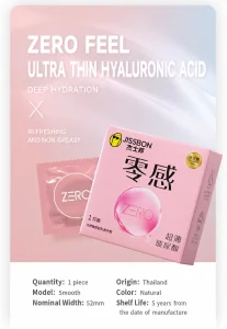 JISSBON Zero Hyaluronic Acid Condom 3PCS 1 Box Latex Condom Ready Stock EXP2030