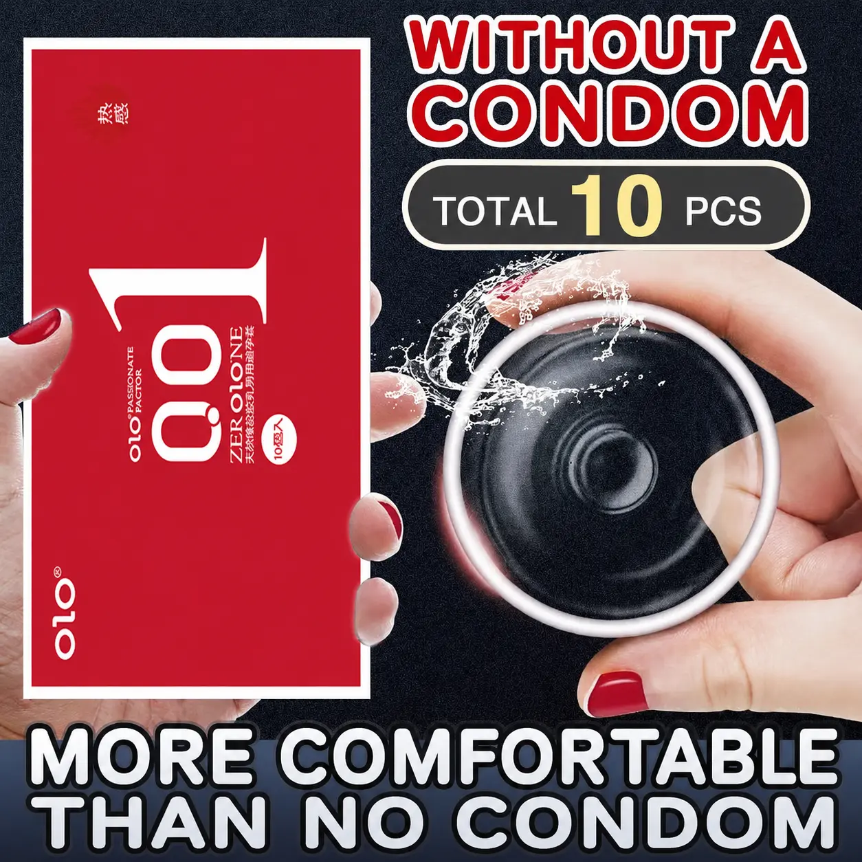 OLO 001 Hyaluronic Acid Hot Sensation Condom Red Box 10PCS 1 Box Ready Stock EXP2030