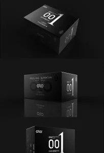OLO 001 Hyaluronic Acid Smooth Ultra Thin Condom Black Box 10PCS 1 box Ready Stock EXP2031