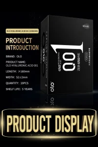 OLO 001 Hyaluronic Acid Smooth Ultra Thin Condom Black Box 10PCS 1 box Ready Stock EXP2031