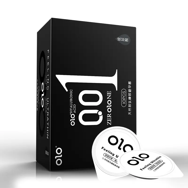 OLO 001 Hyaluronic Acid Smooth Ultra Thin Condom Black Box 10PCS 1 box Ready Stock EXP2031