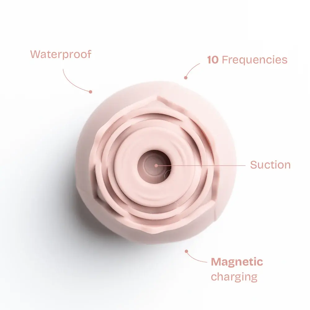 Rose Shape Sucking Vibrator USB Rechargeable 10 Modes Soft Silicone IPX6 Waterproof Portable Pink