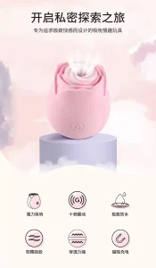 Rose Shape Sucking Vibrator USB Rechargeable 10 Modes Soft Silicone IPX6 Waterproof Portable Pink