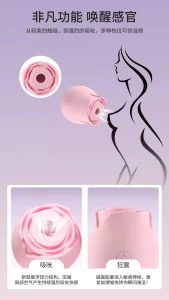 Rose Shape Sucking Vibrator USB Rechargeable 10 Modes Soft Silicone IPX6 Waterproof Portable Pink