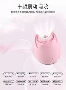 Rose Shape Sucking Vibrator USB Rechargeable 10 Modes Soft Silicone IPX6 Waterproof Portable Pink