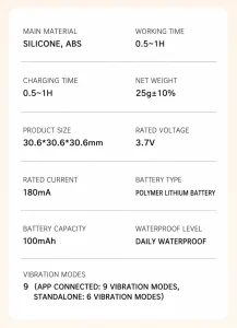 Smart Dice Mini Vibrator APP Control USB Rechargeable 15 Modes Soft Silicone Portable Low Noise