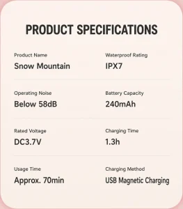 Snow Mountain Mini Massager USB Rechargeable 7 Modes Soft Silicone